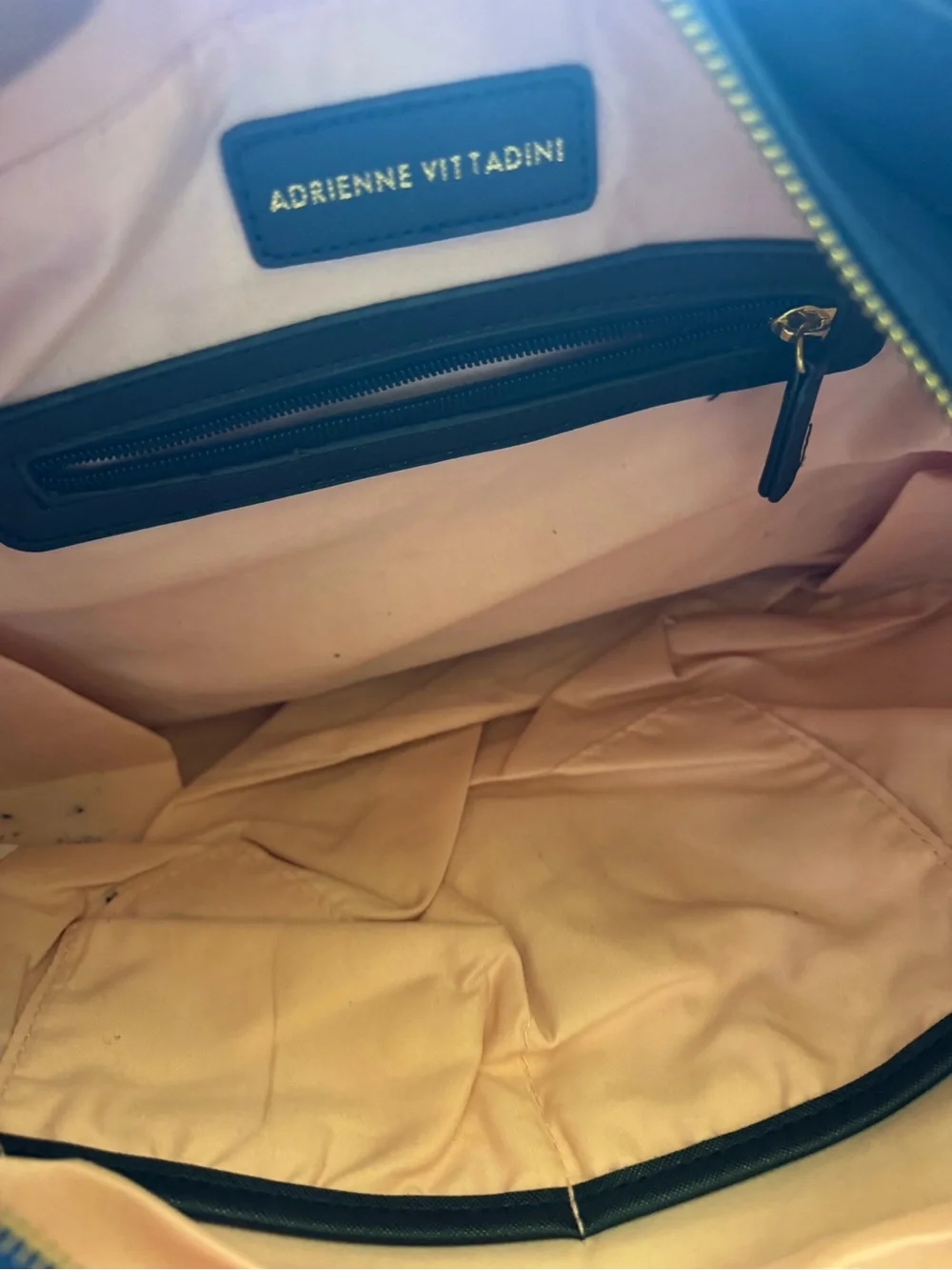 ADRIENNE VITTADINI  Navy Tote Bag with Metallic Trim - Classic Women's Shoulder